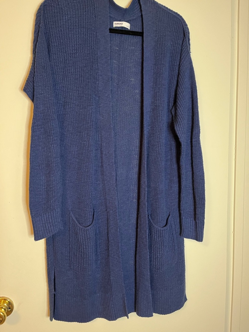 Sonoma Open-Front Long Knit Cardigan - Blue